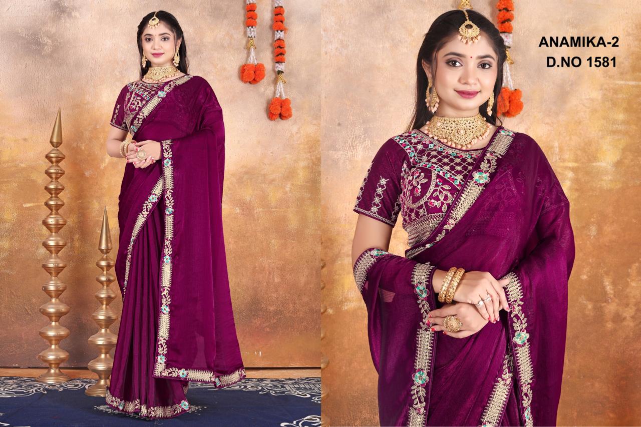 FANCY DESIGNER SAREE WITH READY MADE BLOUSE