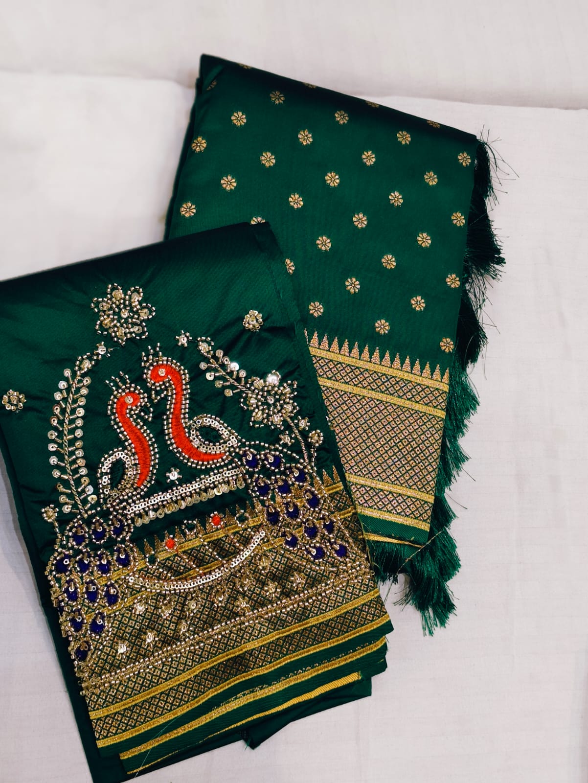 Kalanjali paithani with aari work blouse