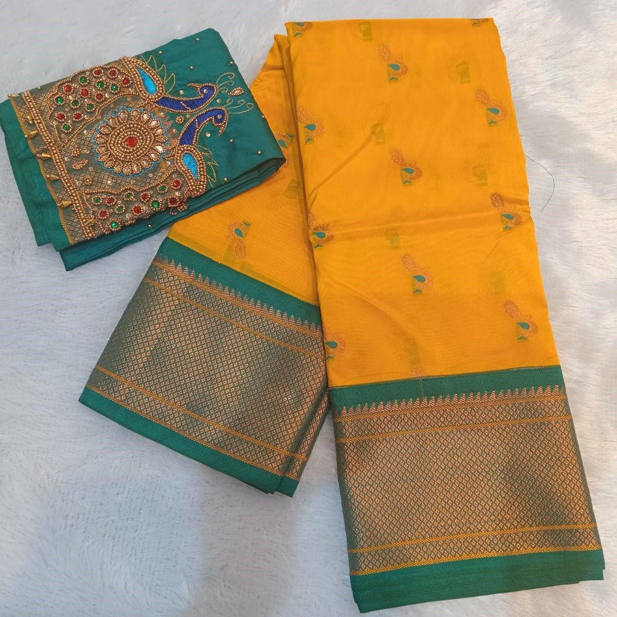 kalanjali Pathani with Aari work blouse