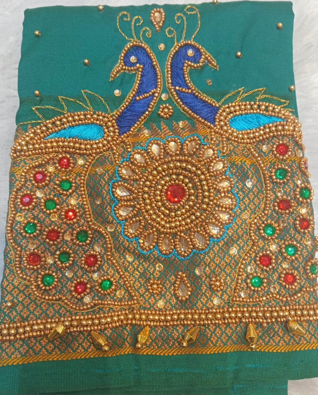 kalanjali Pathani with Aari work blouse