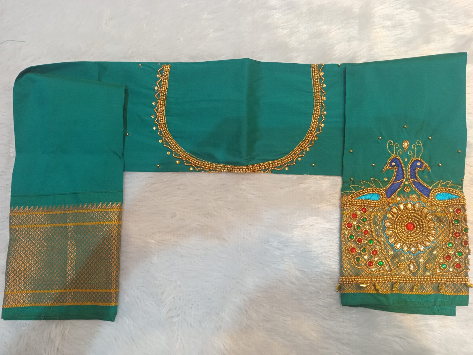 kalanjali Pathani with Aari work blouse